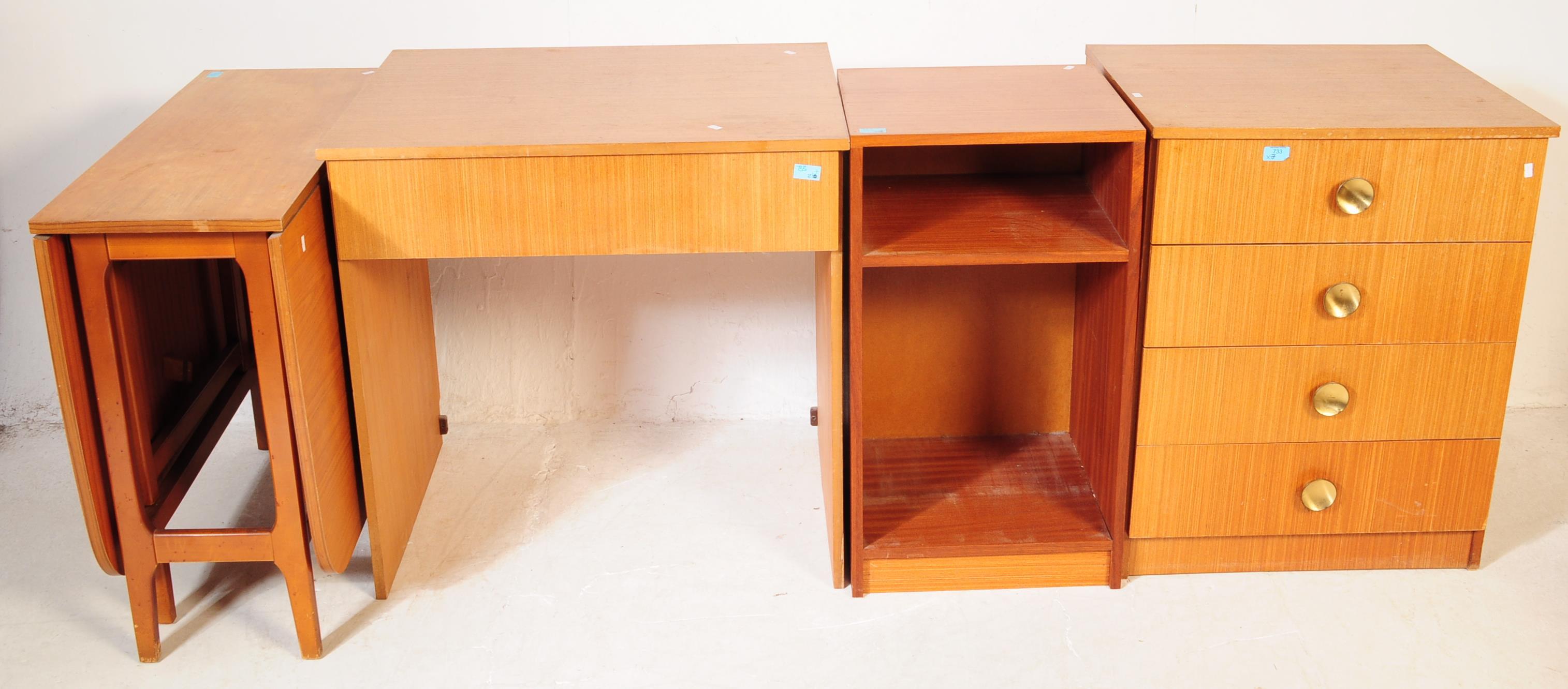 MID CENTURY TEAK WOOD CHEST OF DRAWERS CHAIRS DESK & LOCKER - Image 2 of 12