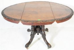 VICTORIAN DROP LEAF INLAID DINING TABLE AND FOUR CHAIRS