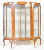 ART DECO QUEEN ANNE REVIVAL 1930S WALNUT DISPLAY CABINET