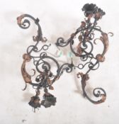 PAIR OF ARTS & CRAFTS MANNER WROUGHT IRON & COPPER LIGHTS