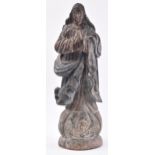 19TH CENTURY CARVED OAK POLYCHROME FIGURE OF A SAINT