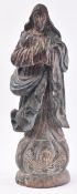 19TH CENTURY CARVED OAK POLYCHROME FIGURE OF A SAINT