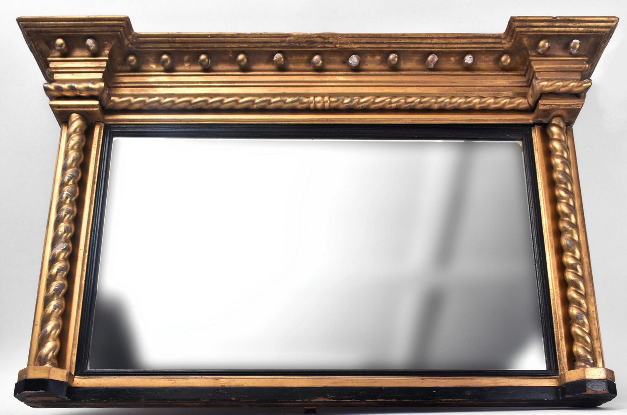 19TH CENTURY GILTWOOD AND GESSO FRAMED OVERMANTEL MIRROR