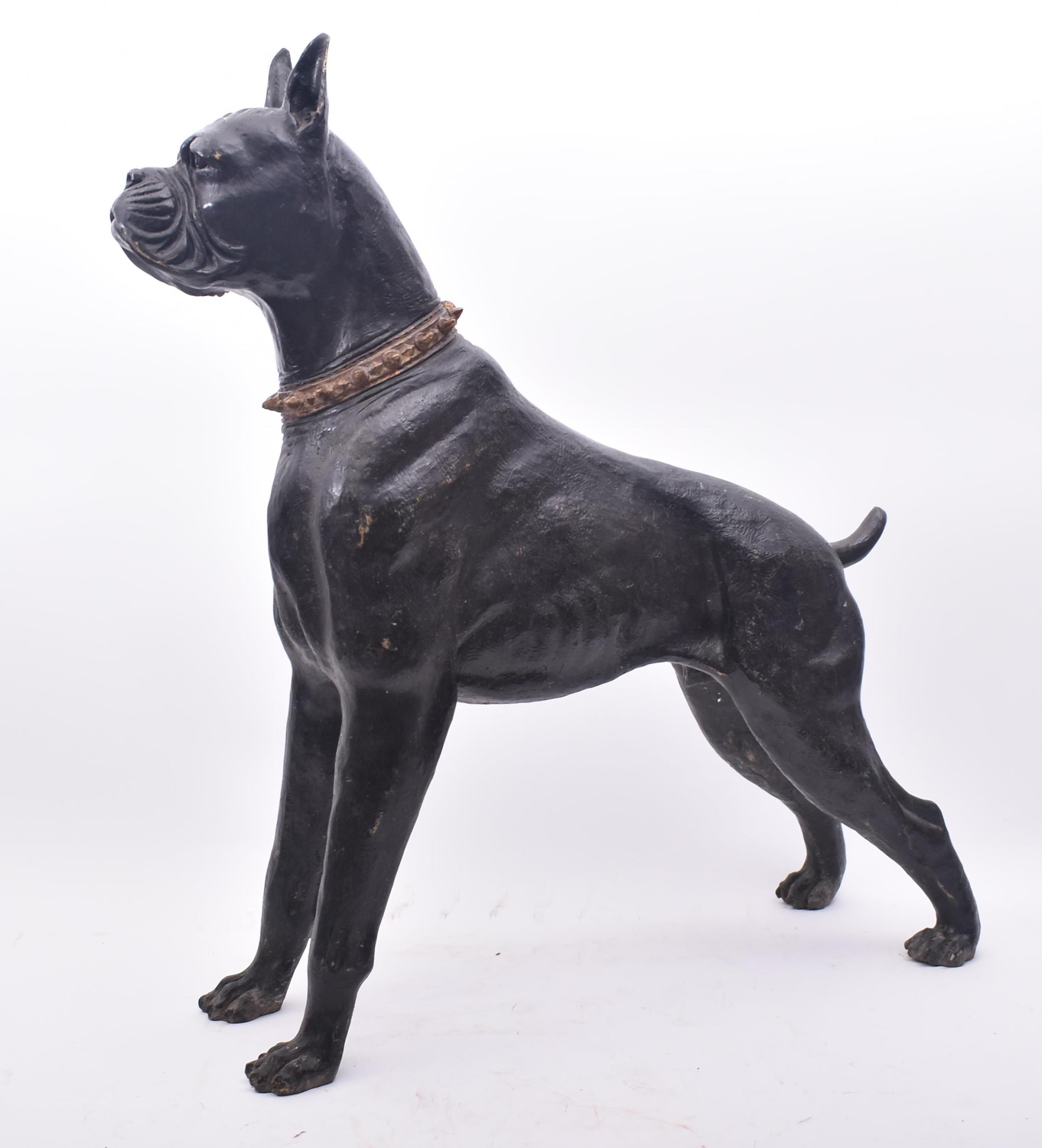 FLOOR STANDING BRONZE SCULPTURE OF A BOXER DOG - Image 2 of 6