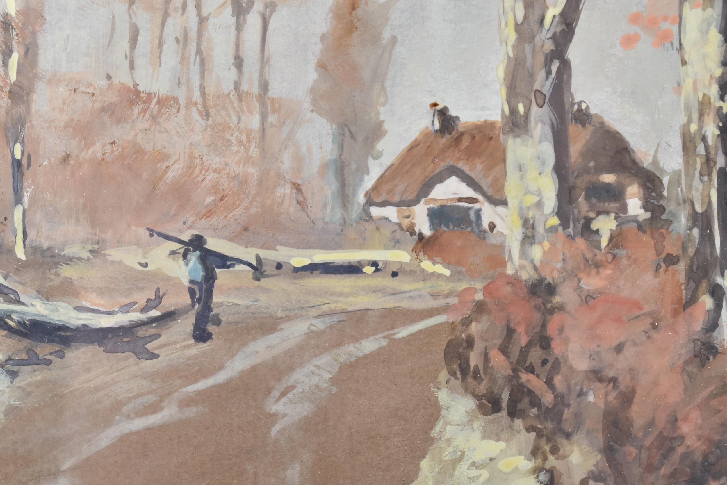 J. R. MARSHALL - A DORSET ROAD, AUTUMN - WATERCOLOUR STUDY - Image 4 of 8