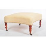 VICTORIAN MAHOGANY OTTOMAN / FOOTSTOOL ON CASTORS