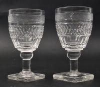 REGENCY ERA MID 19TH CENTURY CRYSTAL DIAMOND CUT WINE GLASSES