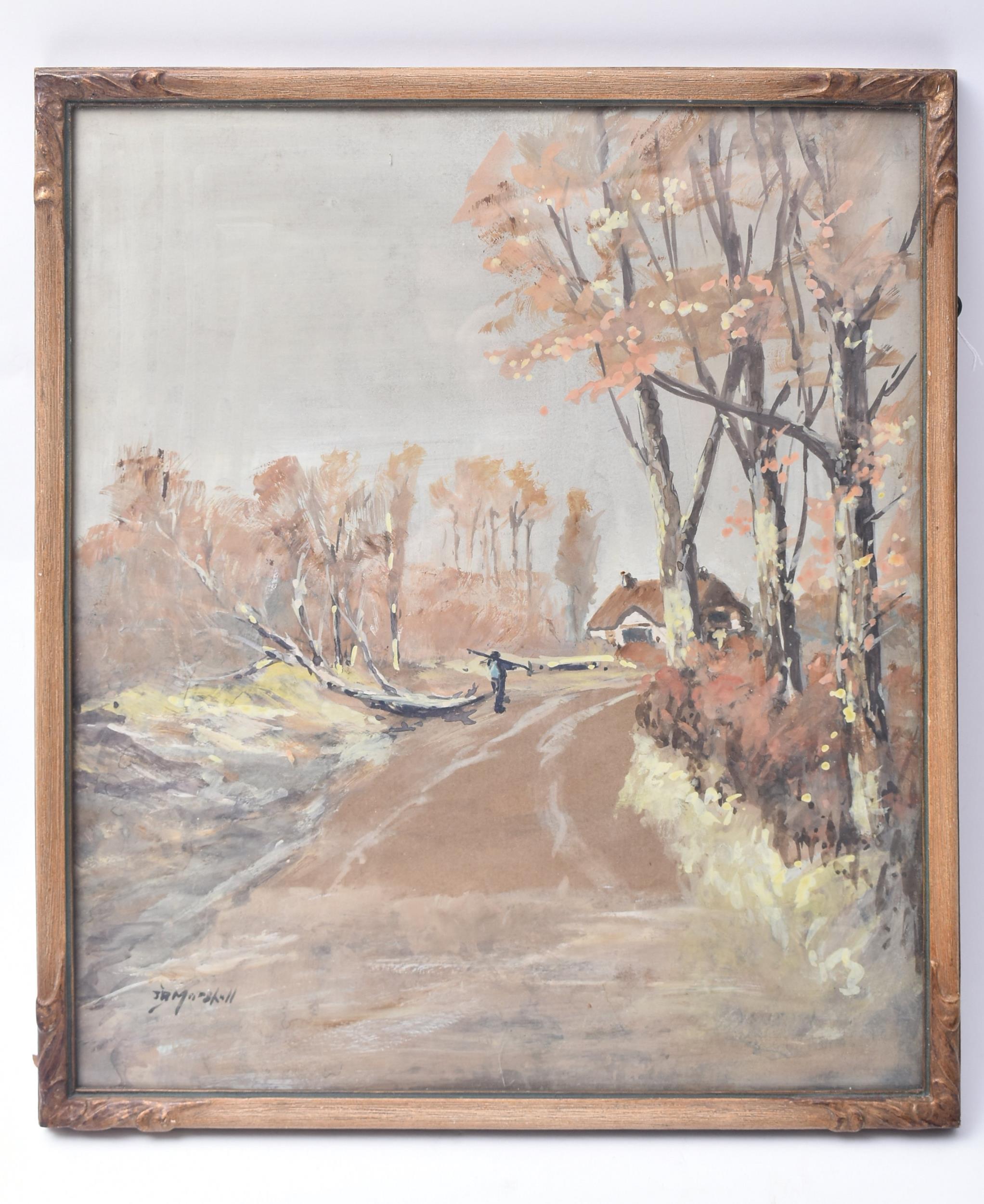 J. R. MARSHALL - A DORSET ROAD, AUTUMN - WATERCOLOUR STUDY - Image 2 of 8