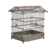 EARLY 20TH CENTURY WOOD & WIRE WORK BIRD CAGE