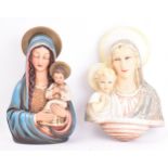 EARLY 20TH CENTURY PLASTER RELIGIOUS MADONNA WITH CHILD BUSTS