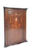 VICTORIAN ROSEWOOD MARQUETRY & BONE CORNER WALL CABINET