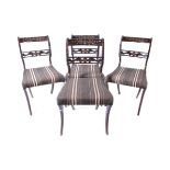 FOUR 19TH CENTURY MAHOGANY & BRASS BAR BACK DINING CHAIRS