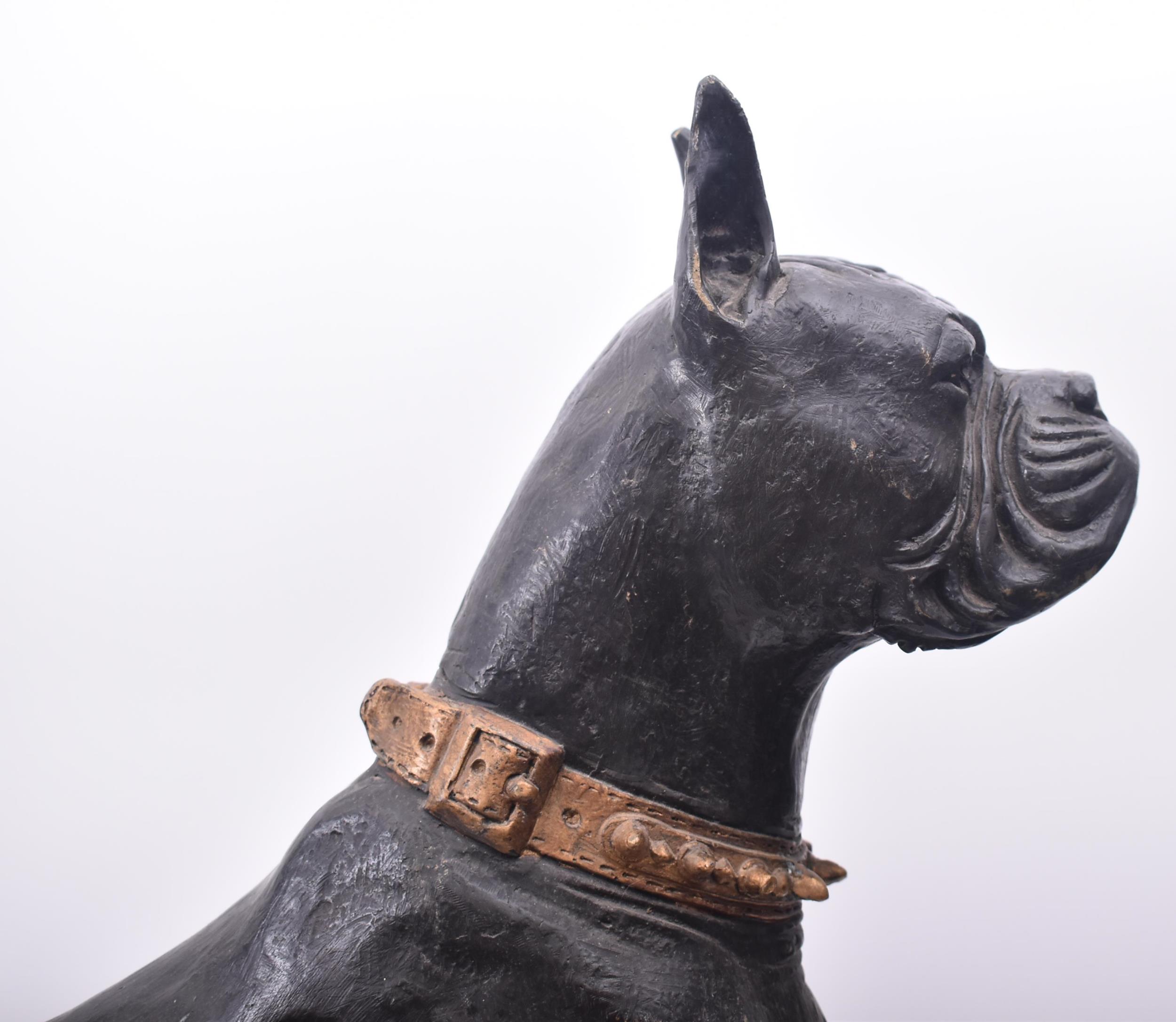 FLOOR STANDING BRONZE SCULPTURE OF A BOXER DOG - Image 5 of 6