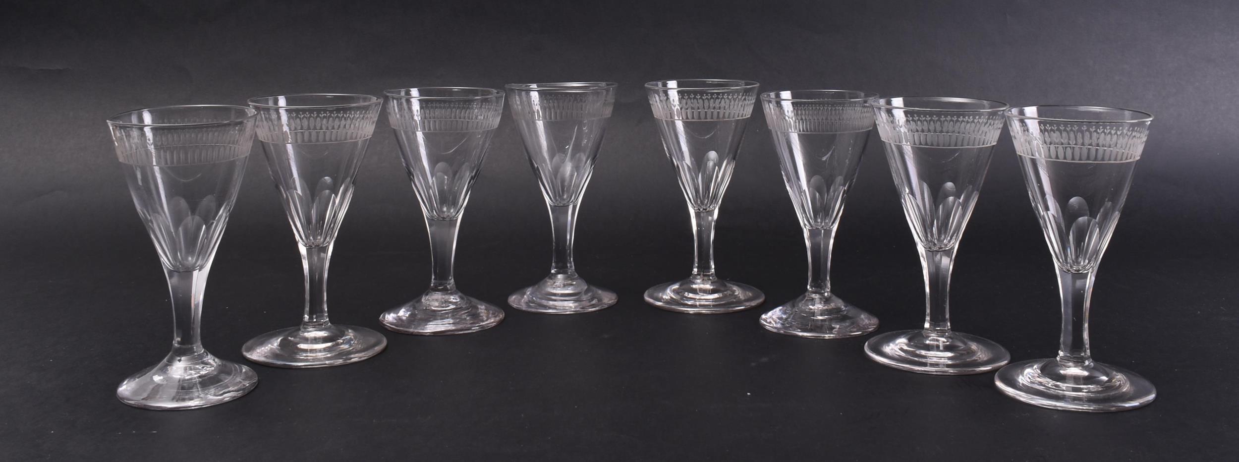 SET OF 8 18TH CENTURY GEORGE III FACET CUT STEM WINE GLASSES - Image 2 of 6