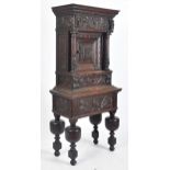 17TH CENTURY CARVED OAK FLEMISH CABINET ON STAND