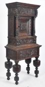 17TH CENTURY CARVED OAK FLEMISH CABINET ON STAND