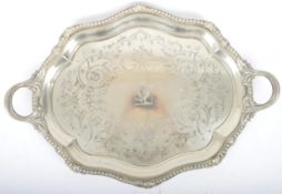 19TH CENTURY VICTORIAN LARGE SILVER PLATE SALVER TRAY