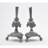 PAIR HIGH VICTORIAN SILVER PLATED CANDLESTICK STANDS