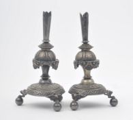 PAIR HIGH VICTORIAN SILVER PLATED CANDLESTICK STANDS