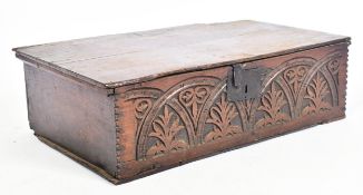 PERIOD 17TH CENTURY CARVED OAK BIBLE BOX CHEST