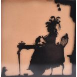 19TH CENTURY REVERSE PAINTED GLASS SILHOUETTE