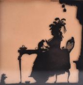 19TH CENTURY REVERSE PAINTED GLASS SILHOUETTE