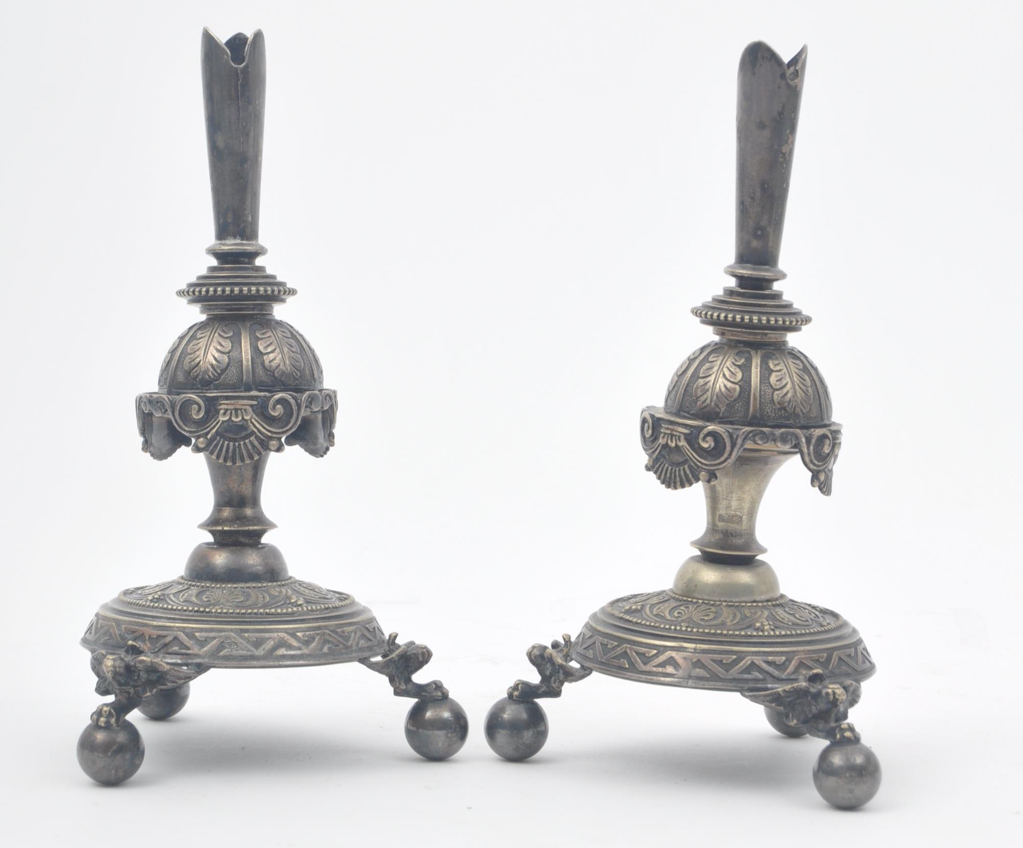 PAIR HIGH VICTORIAN SILVER PLATED CANDLESTICK STANDS - Image 2 of 5