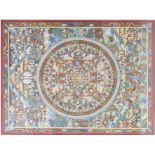 THANGKA - TIBETAN HANDPAINTED GEOMETRIC FABRIC PANEL