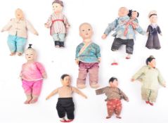 TEN EARLY 20TH CENTURY CHINESE HAND PAINTED CHILD'S DOLLS