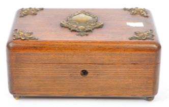 EARLY 20TH CENTURY BRASS MOUNTED WOODEN JEWELLERY BOX