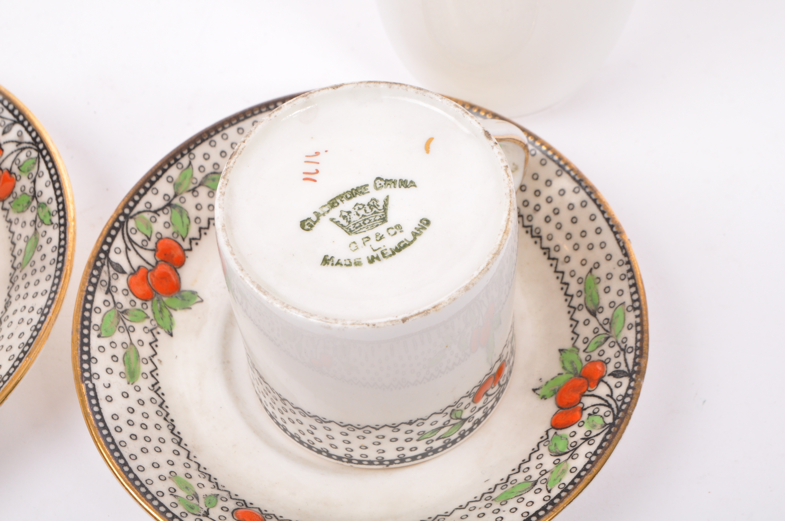 ART DECO GLADSTONE BONE CHINA CHERRY COFFEE SERVICE - Image 6 of 6