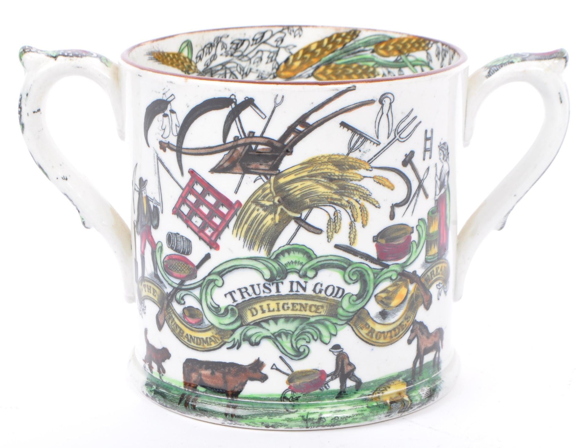 19TH CENTURY VICTORIAN TWIN HANDLED LOVING CIDER MUG CUP