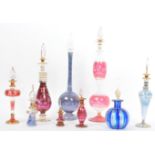 COLLECTION OF EIGHT EGYPTIAN GLASS SCENT BOTTLES