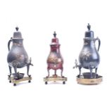 THREE 19TH CENTURY VICTORIAN LACQUERED COFFEE POTS
