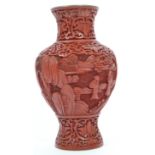 19TH CENTURY CHINESE CINNABAR BALUSTER VASE