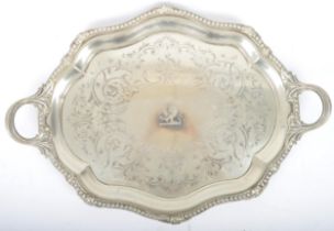 19TH CENTURY VICTORIAN LARGE SILVER PLATE SALVER TRAY