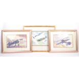 THREE CONTEMPORARY WATERCOLOUR PAINTS OF ARMY PLANES