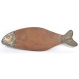 LARGE 20TH CENTURY FOLK ART WOODEN FISH SERVING PLATTER