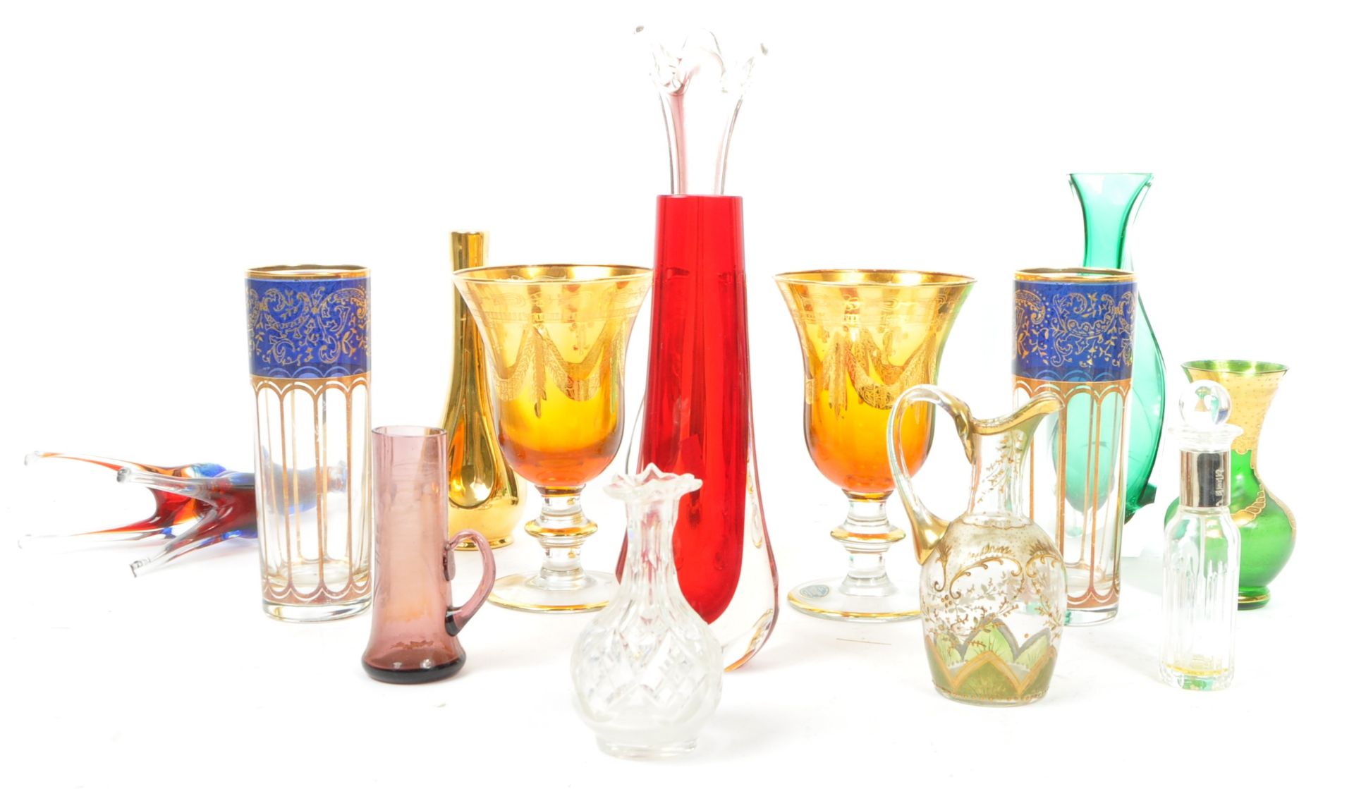 COLLECTION OF VINTAGE GLASS - MURANO - CZECH - BOHEMIAN
