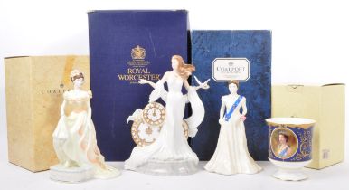 FOUR 20TH CENTURY FIGURINES BY COALPORT & ROYAL WORCESTER