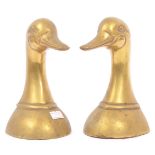 VINTAGE 20TH CENTURY BRASS DUCK BOOKENDS