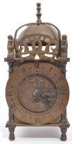 AN EARLY 20TH CENTURY SMITHS OF LONDON BRASS LANTERN CLOCK