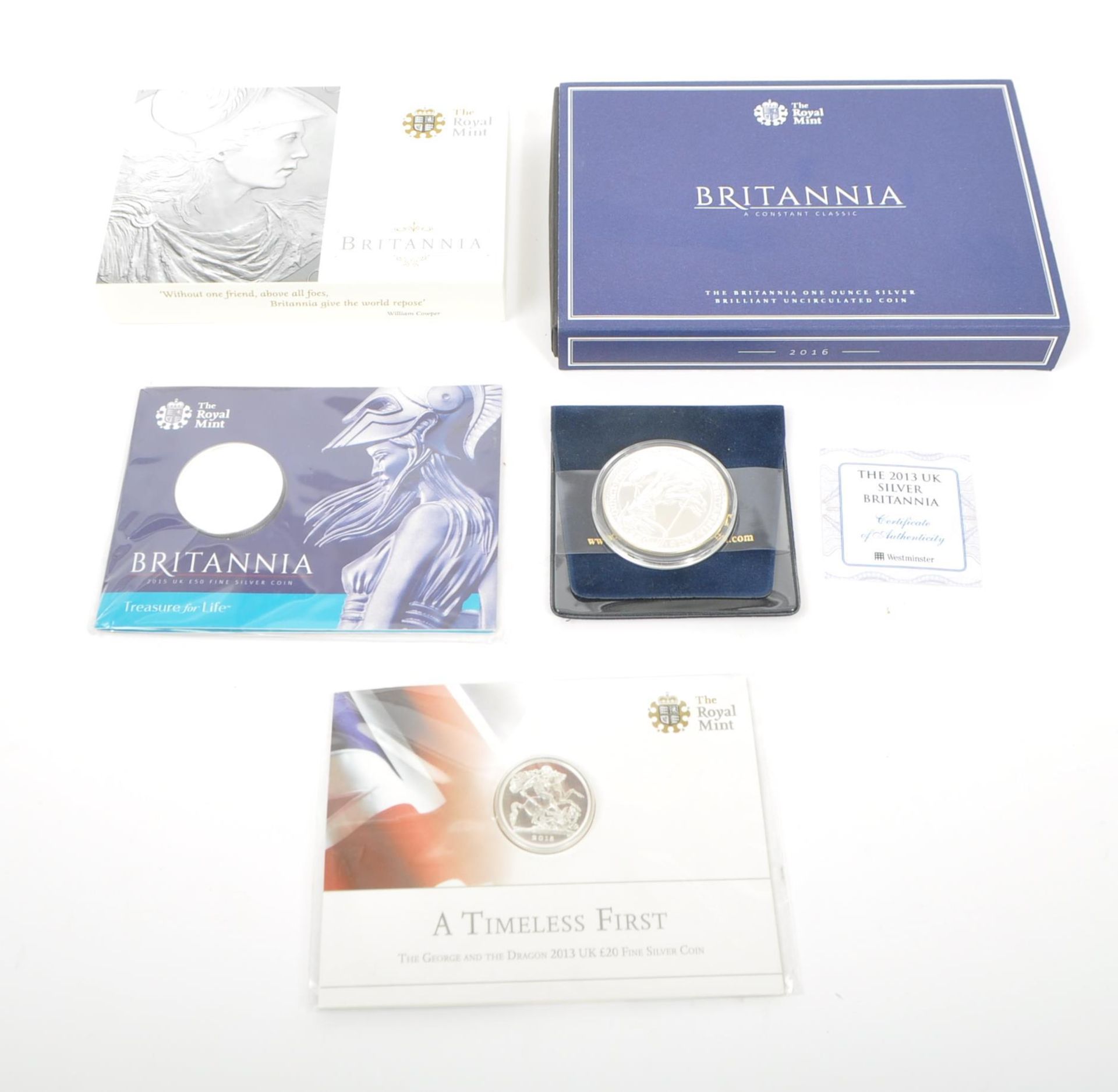 COLLECTION OF UK SILVER BRILLIANT UNCIRCULATED PROOF COINS