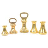 SET OF FIVE SOLID BRASS BELL-SHAPED WEIGHTS BY AVERY