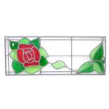 VINTAGE 20TH CENTURY STAIN GLASS WINDOW ROSE PANEL