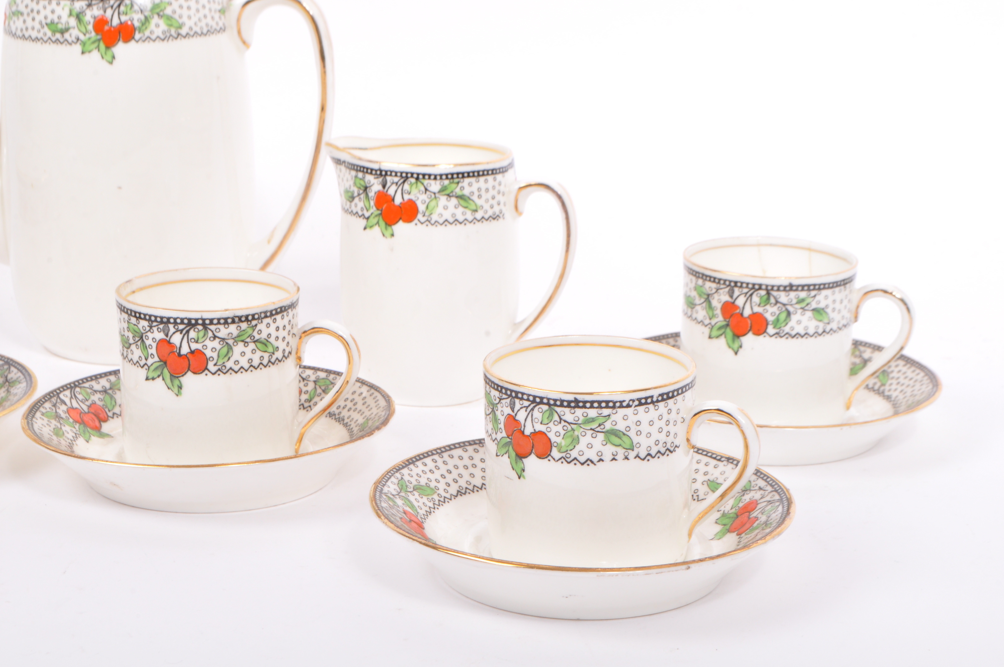 ART DECO GLADSTONE BONE CHINA CHERRY COFFEE SERVICE - Image 2 of 6