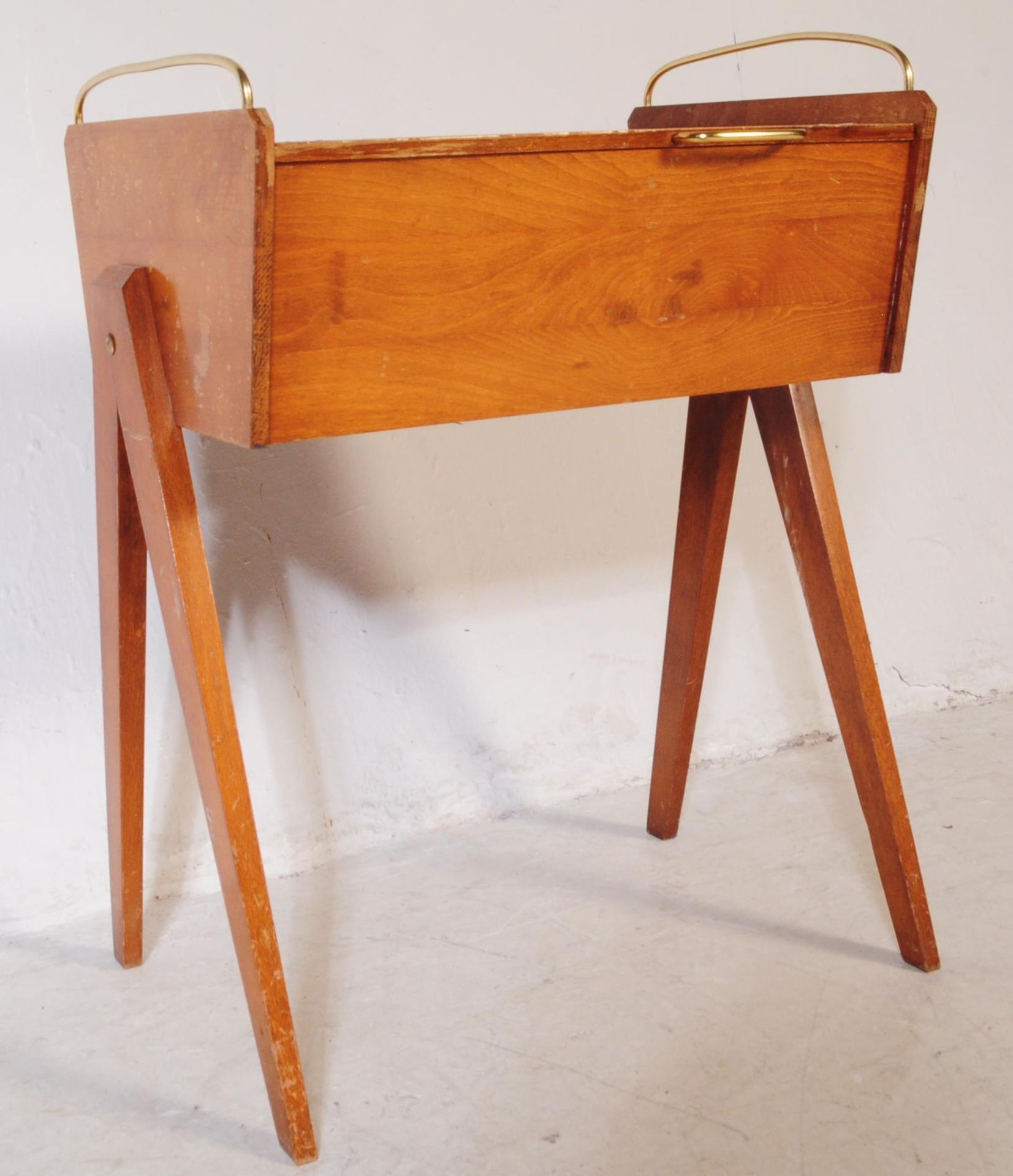 RETRO MID CENTURY TEAK METAMORPHIC SEWING BOX