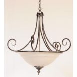 20TH CENTURY GLASS & METAL FRENCH STYLE CEILING LIGHT