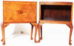 PAIR OF QUEEN ANNE REVIVAL WALNUT BEDSIDE CABINETS