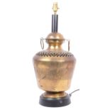 EARLY 20TH CENTURY INDIAN ETCHED CONVERTED TABLE LAMP